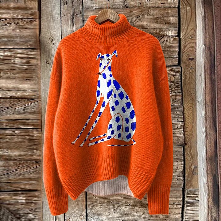Lässig Rollkragen Geometrisch Sweatshirt