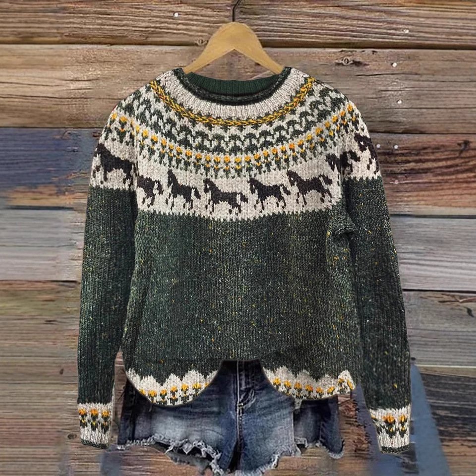 Lässig Rundhals Ethnisch Sweatshirt