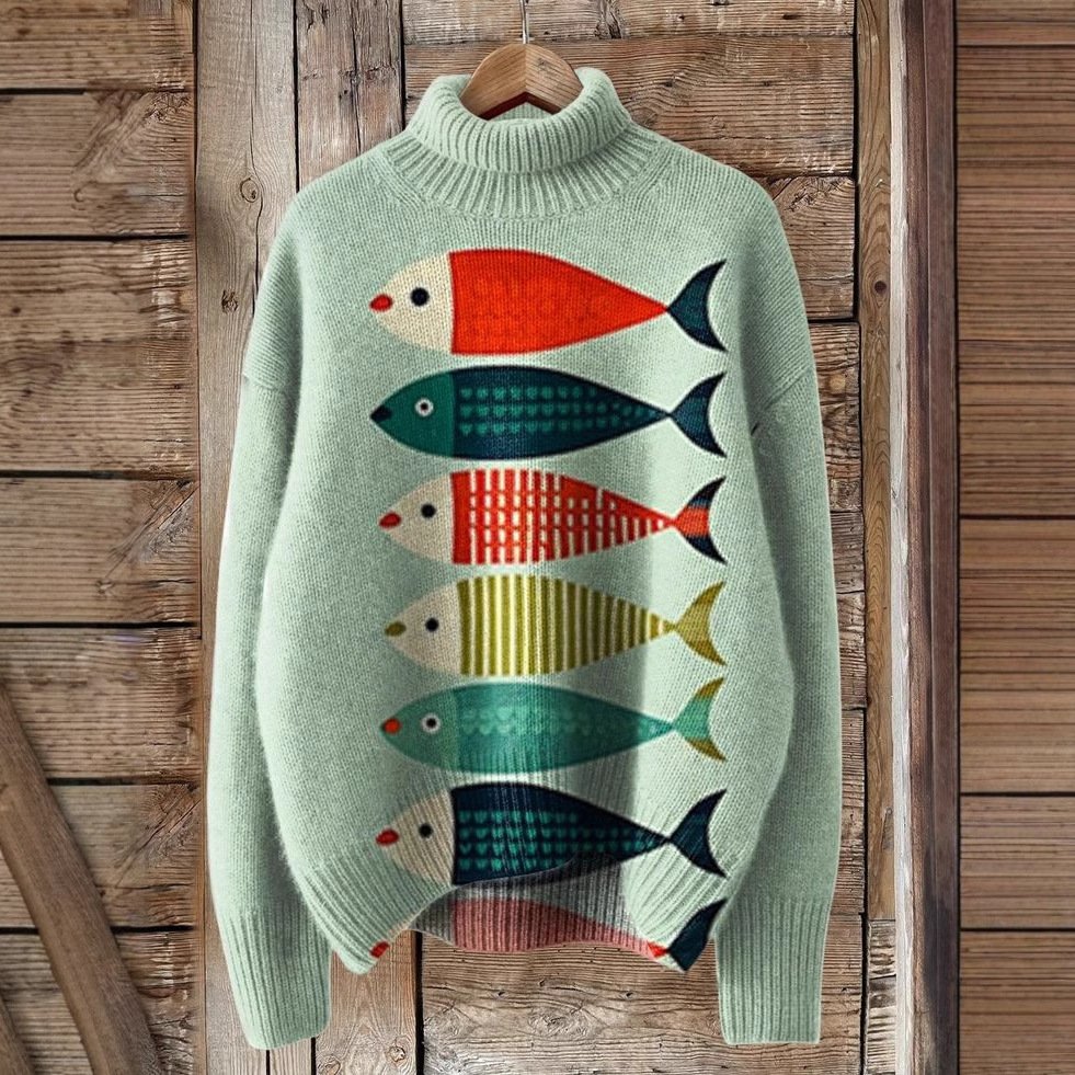 Lässig Rollkragen Geometrisch Sweatshirt