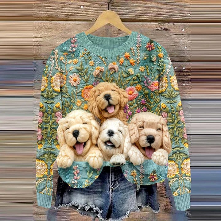Lässig Rundhals Tier Sweatshirt