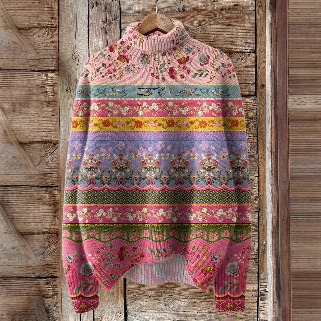 Lässig Rollkragen Geometrisch Sweatshirt