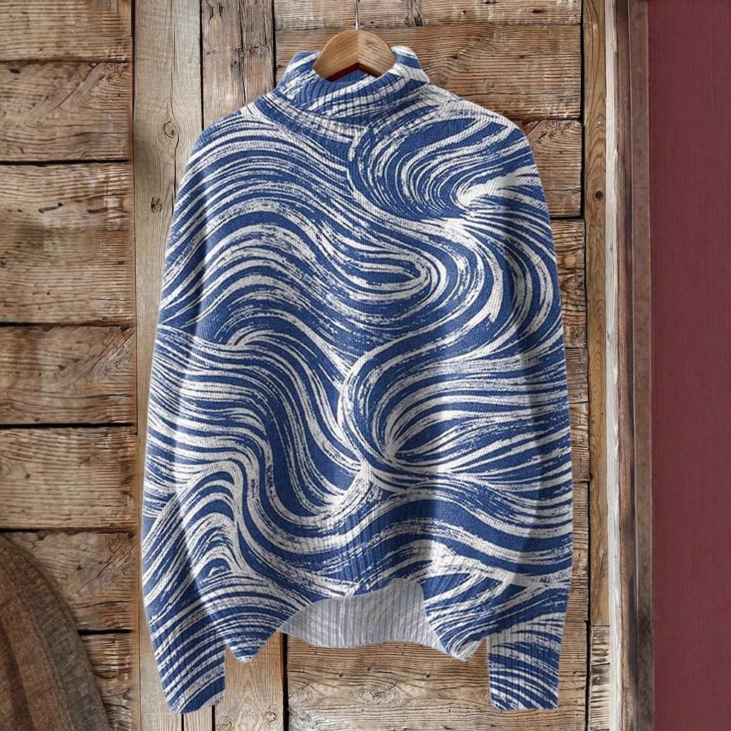 Lässig Rollkragen Geometrisch Sweatshirt