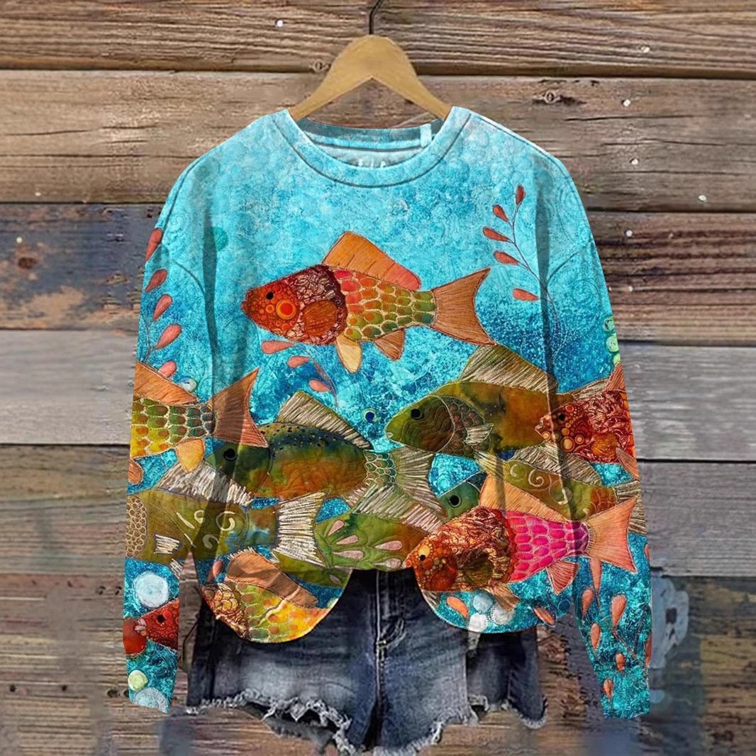 Lässig Rundhals Tier Sweatshirt