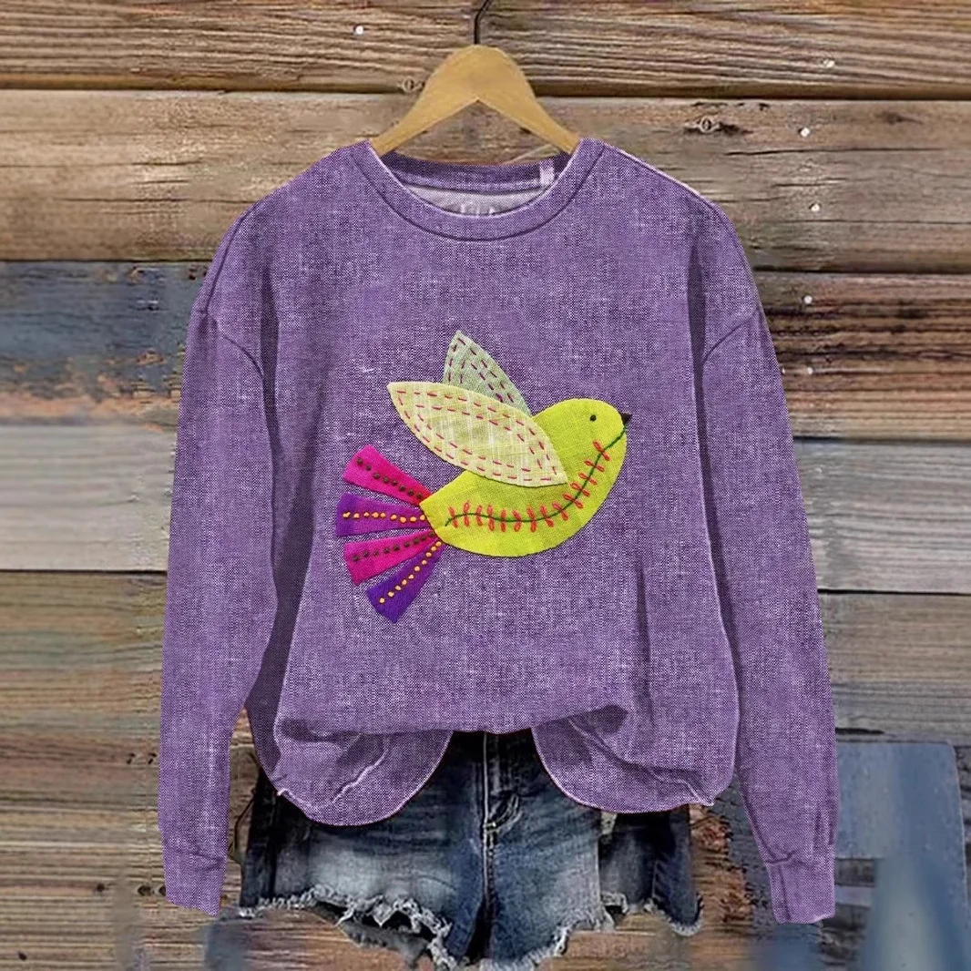 Lässig Rundhals Tier Sweatshirt