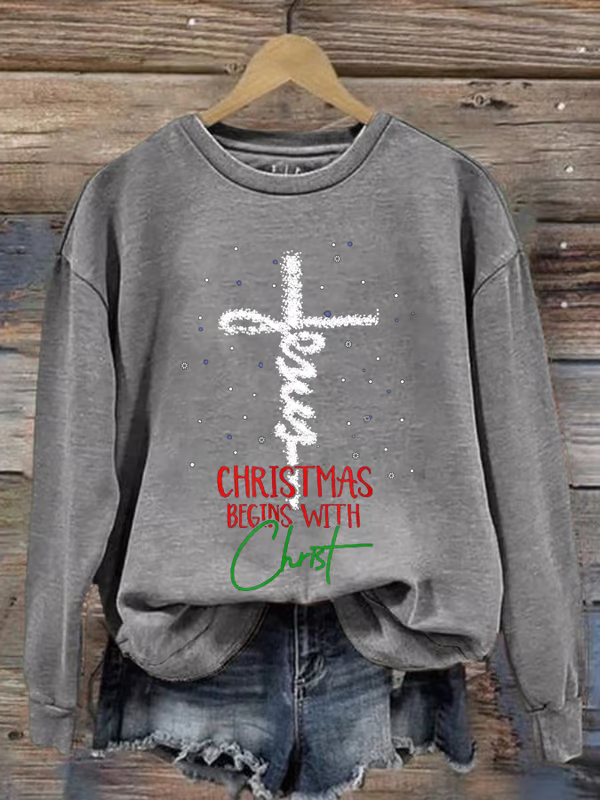 Lässig Rundhals Weihnachten Sweatshirt