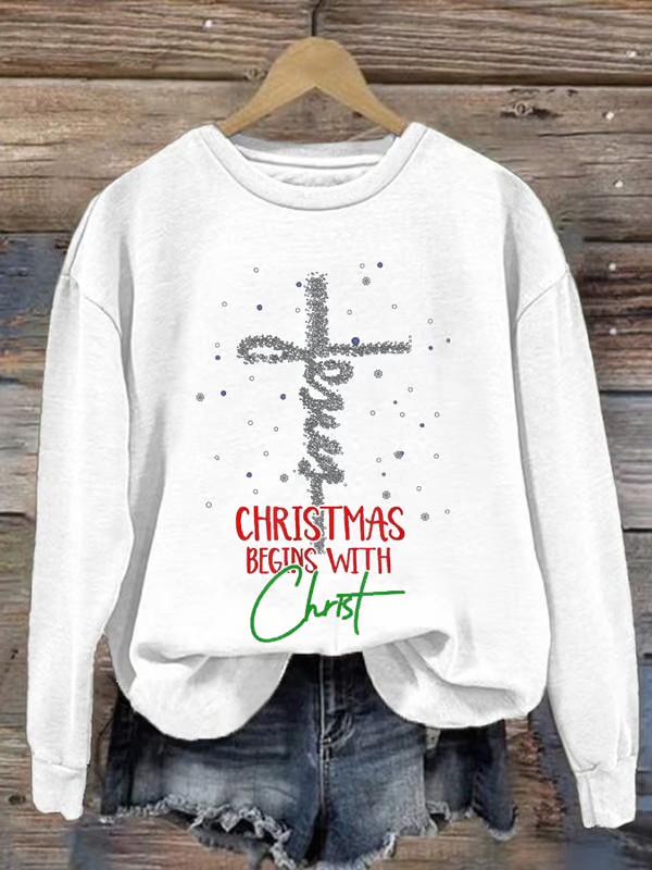 Lässig Rundhals Weihnachten Sweatshirt