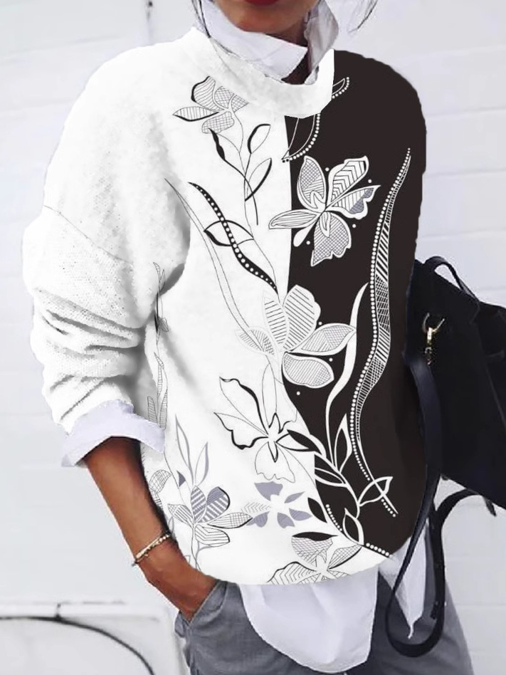 Lässig Rundhals Geometrisch Sweatshirt Reißverschluss