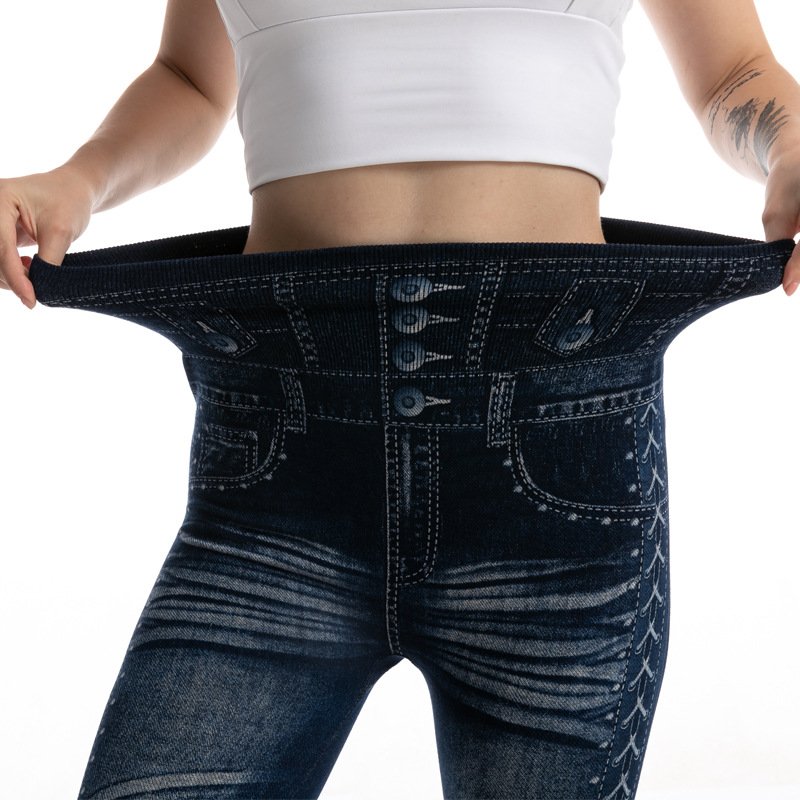 Lässig Grafik mit Denim-Imitat-Print Knöchelhose Leggings