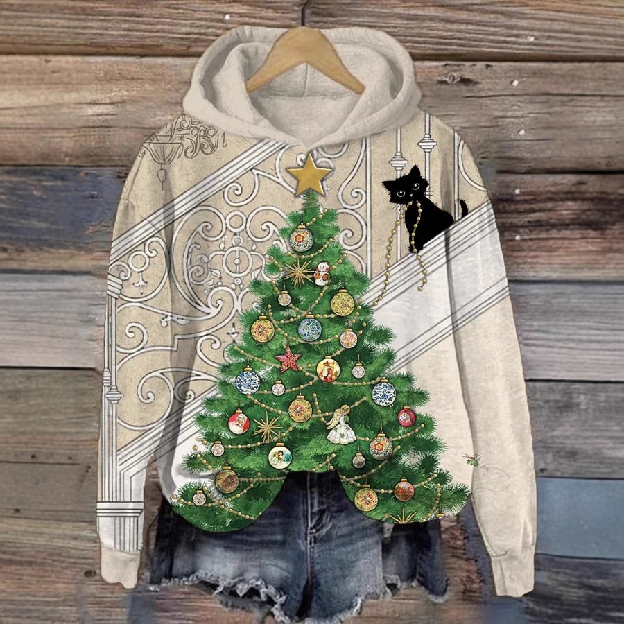 Lässig Kapuze Weihnachten Sweatshirt