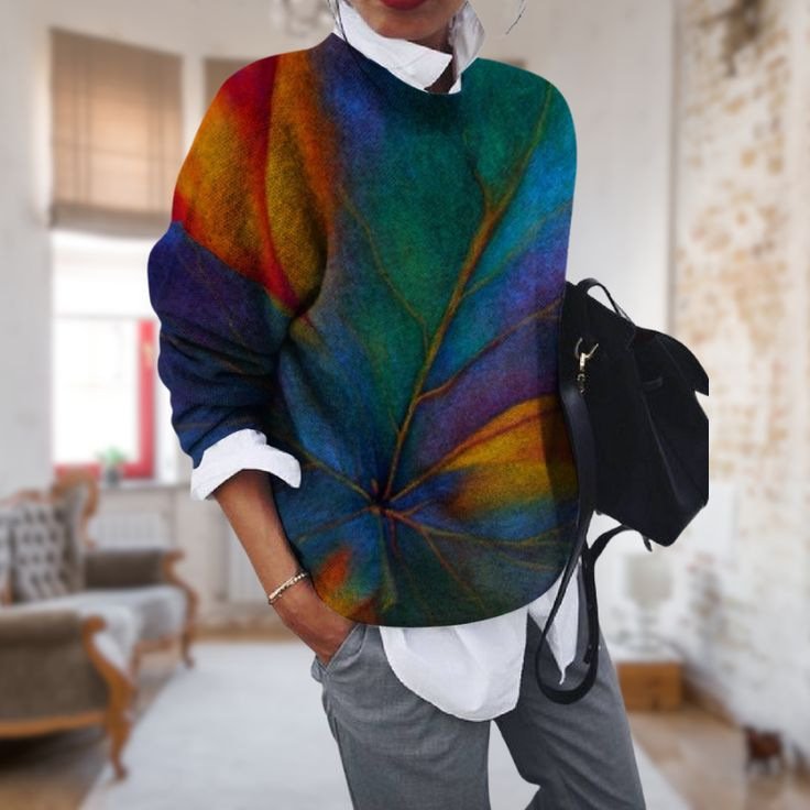 Lässig Rundhals Geblümt Sweatshirt Reißverschluss