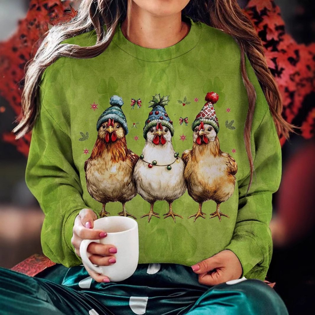 Lässig Rundhals Tier Sweatshirt