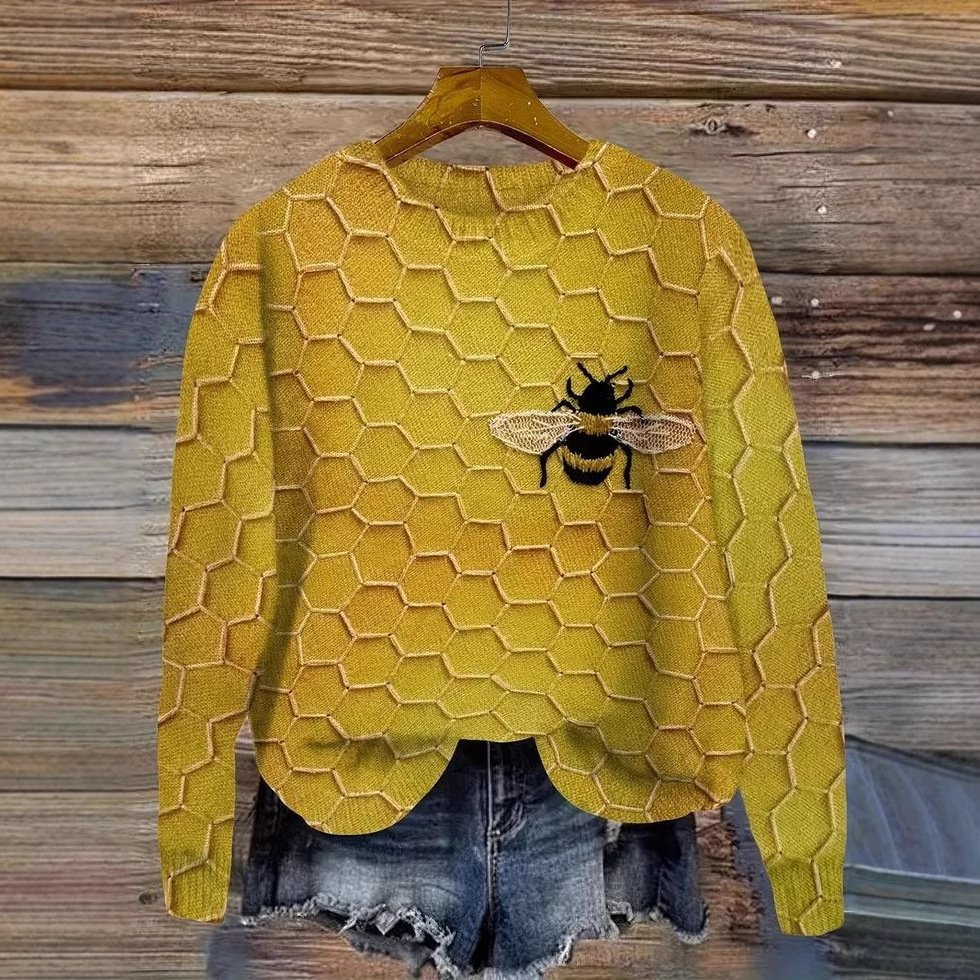 Lässig Rundhals Tier Sweatshirt