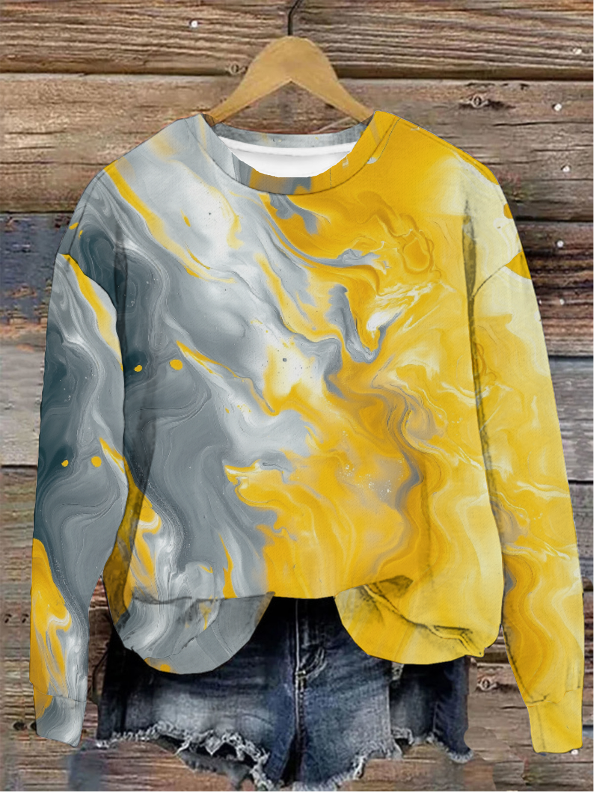 Lässig Rundhals Abstrakt Sweatshirt