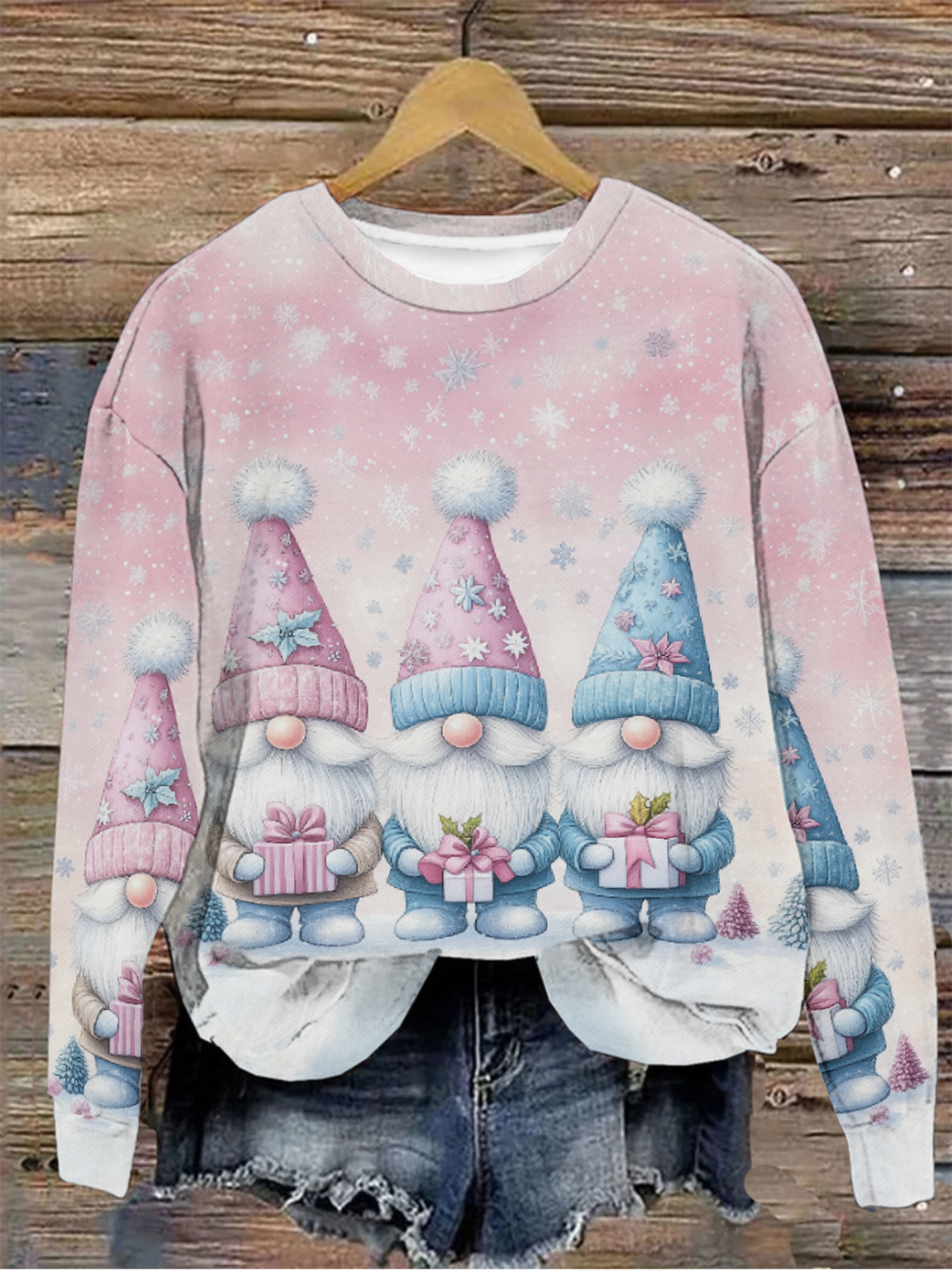 Lässig Rundhals Weihnachten Sweatshirt