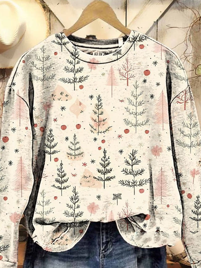 Lässig Rundhals Geblümt Sweatshirt