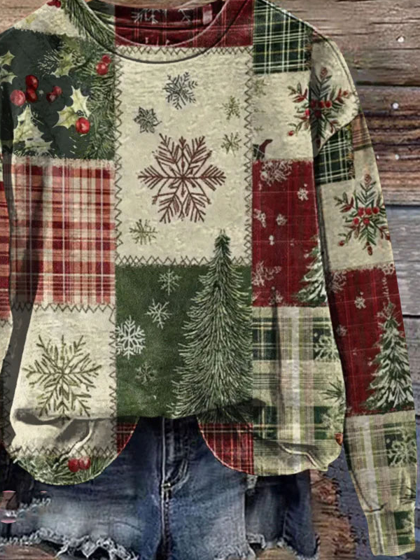 Lässig Rundhals Weihnachten Sweatshirt