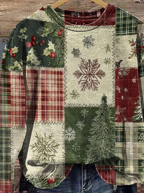Lässig Rundhals Weihnachten Sweatshirt