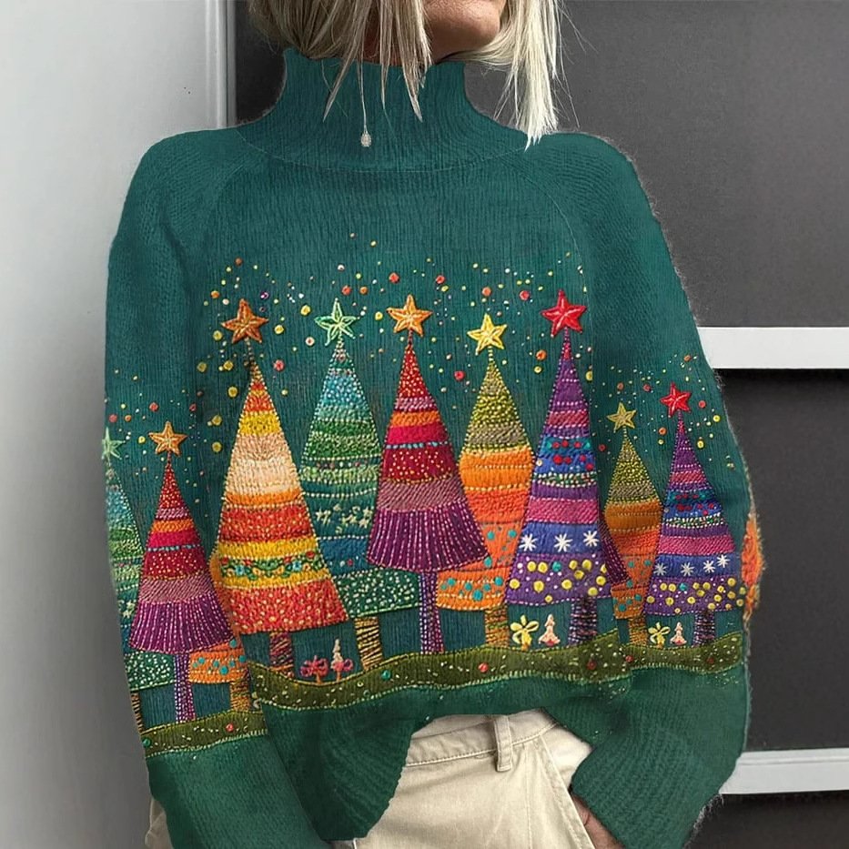 Lässig Rollkragen Weihnachten Sweatshirt