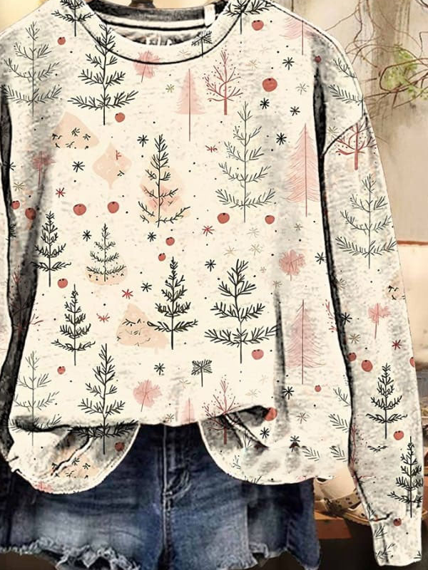 Lässig Rundhals Geblümt Sweatshirt
