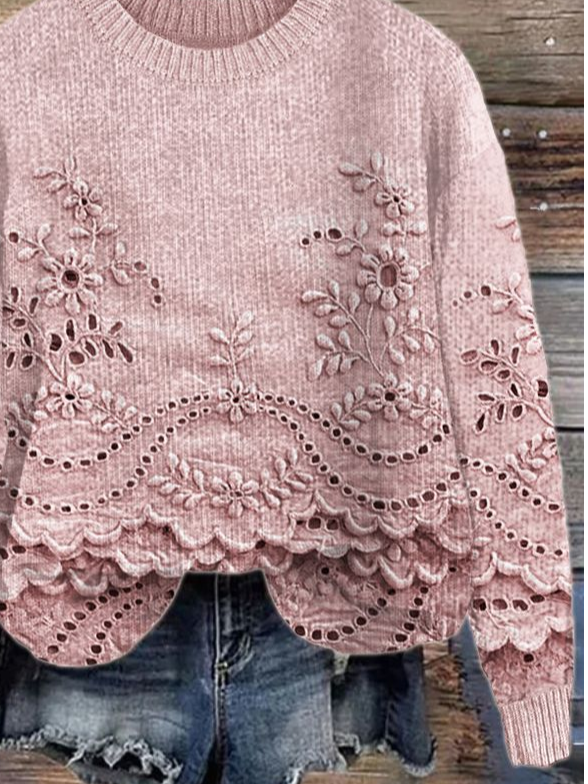 Lässig Rundhals Geblümt Sweatshirt