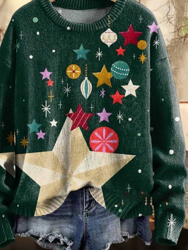 Lässig Rundhals Weihnachten Sweatshirt