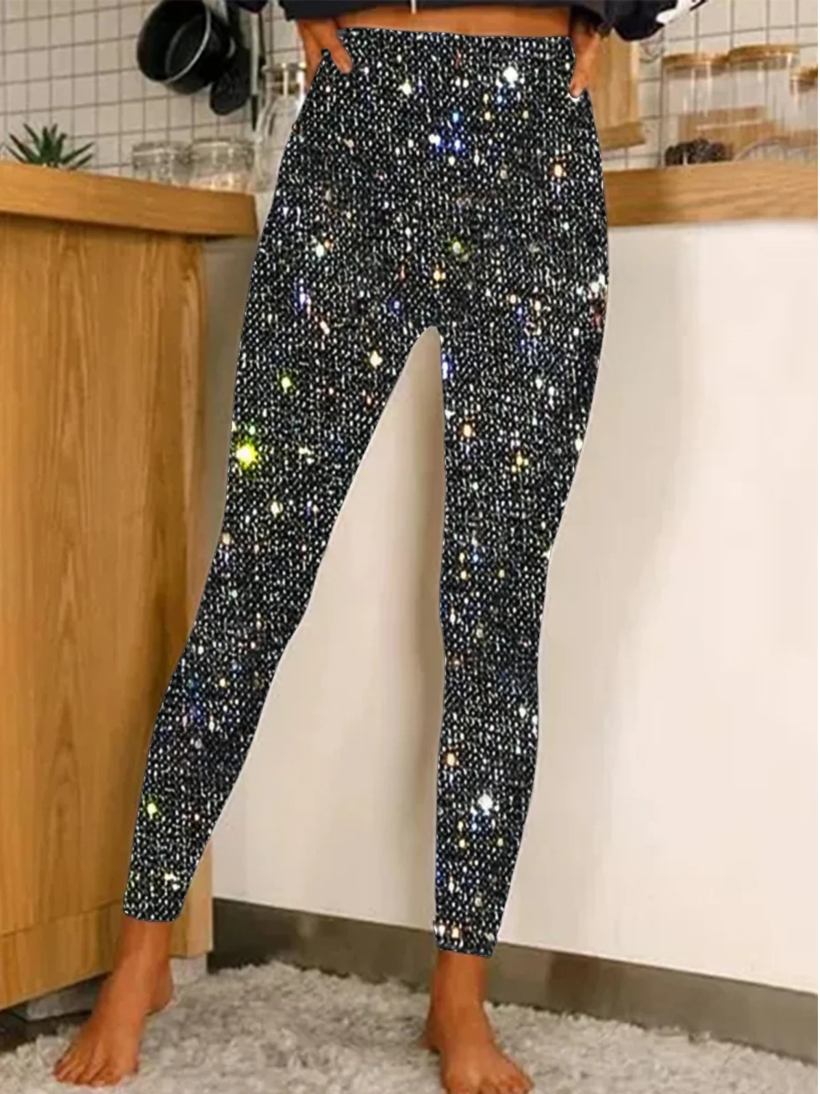 Lässig Geometrisch Lang Leggings