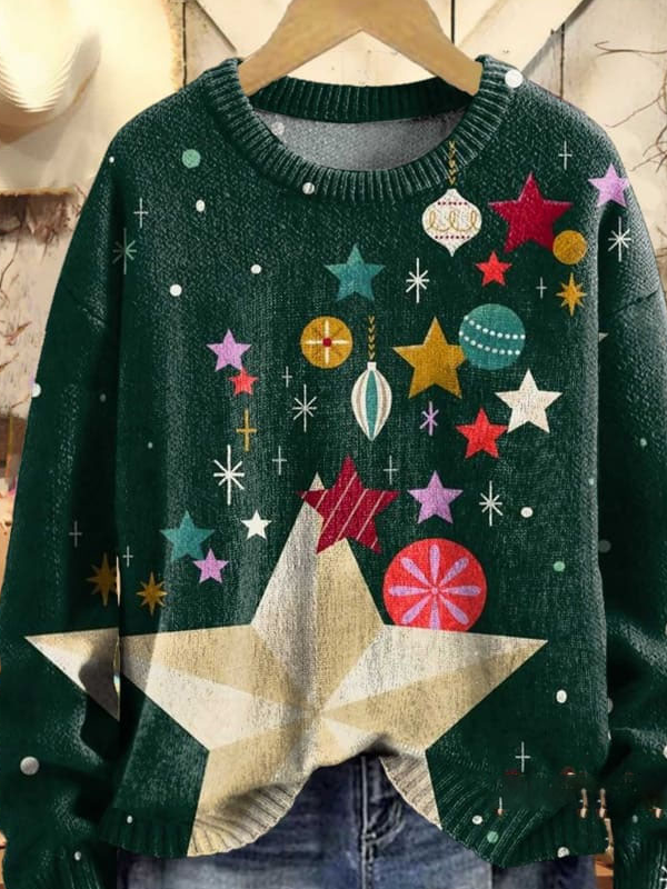 Lässig Rundhals Weihnachten Sweatshirt