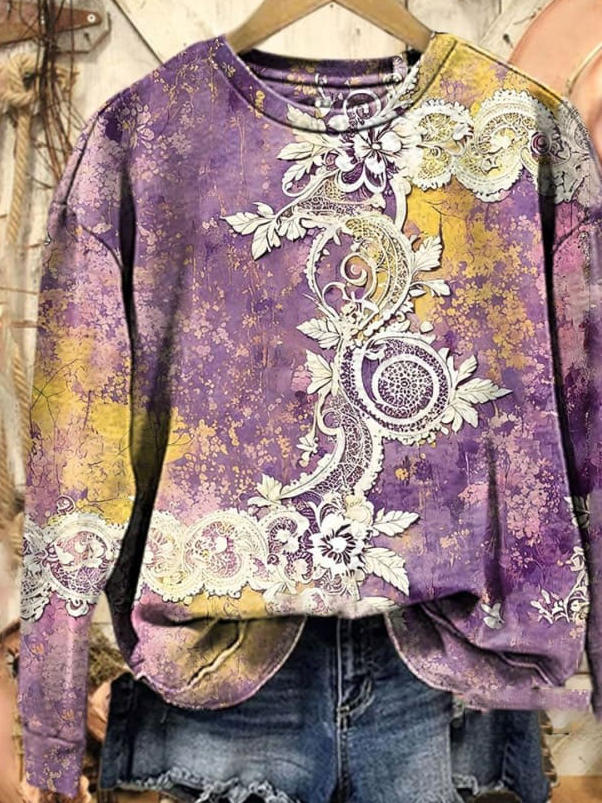 Lässig Rundhals Abstrakt Sweatshirt