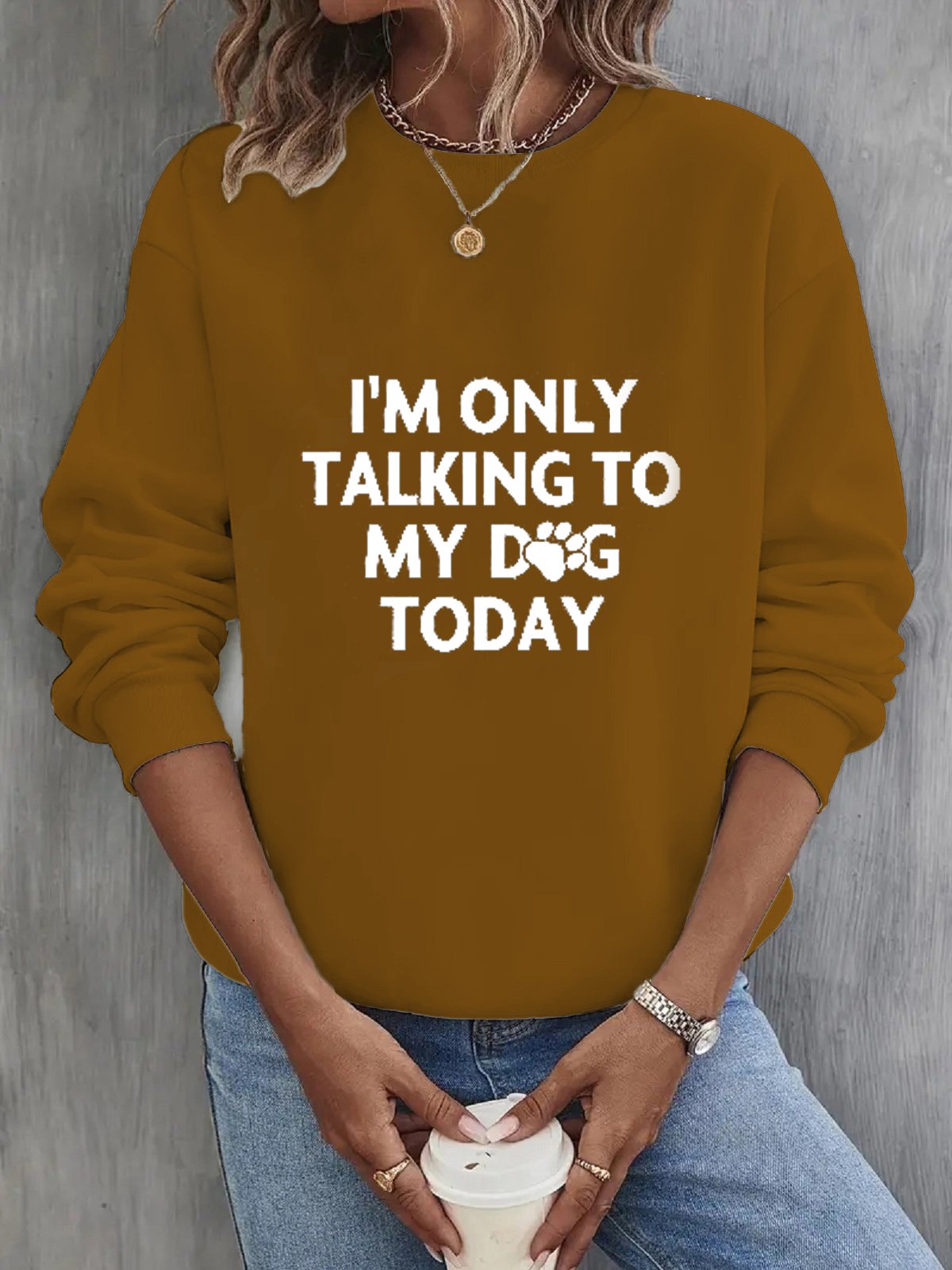 Lässig Rundhals Textbriefe Sweatshirt