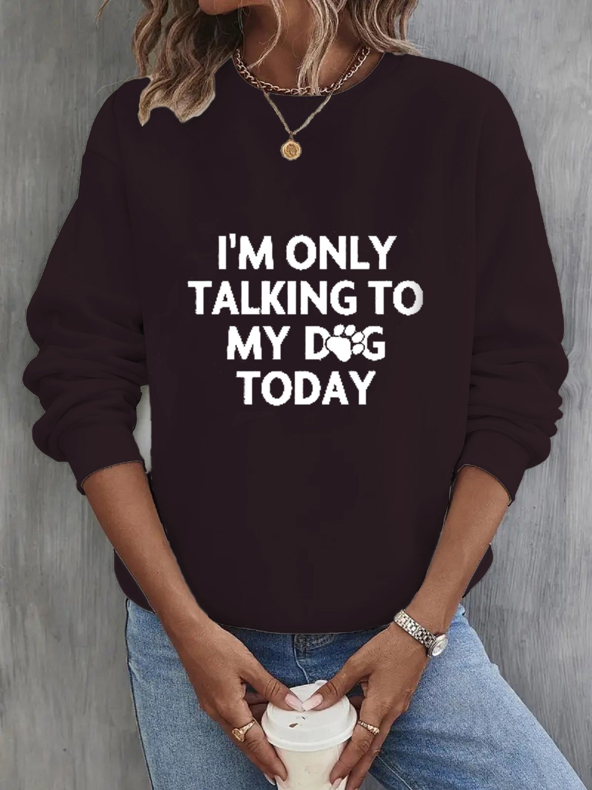 Lässig Rundhals Textbriefe Sweatshirt
