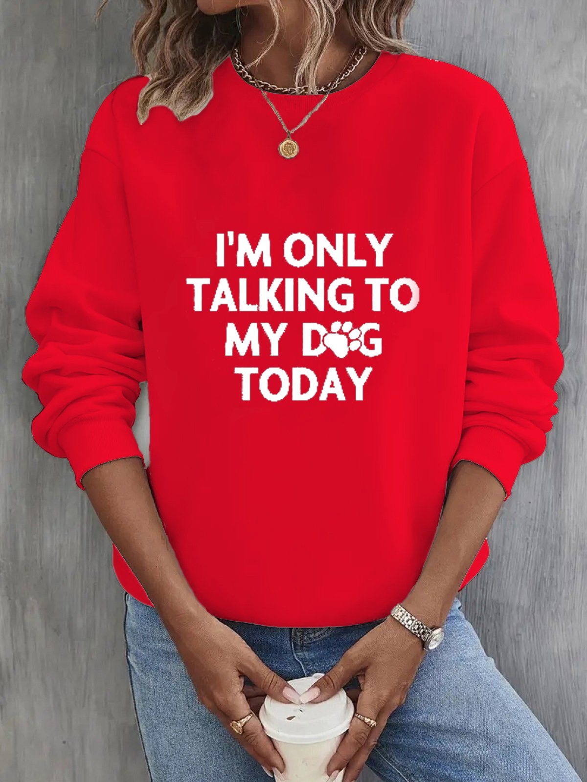 Lässig Rundhals Textbriefe Sweatshirt