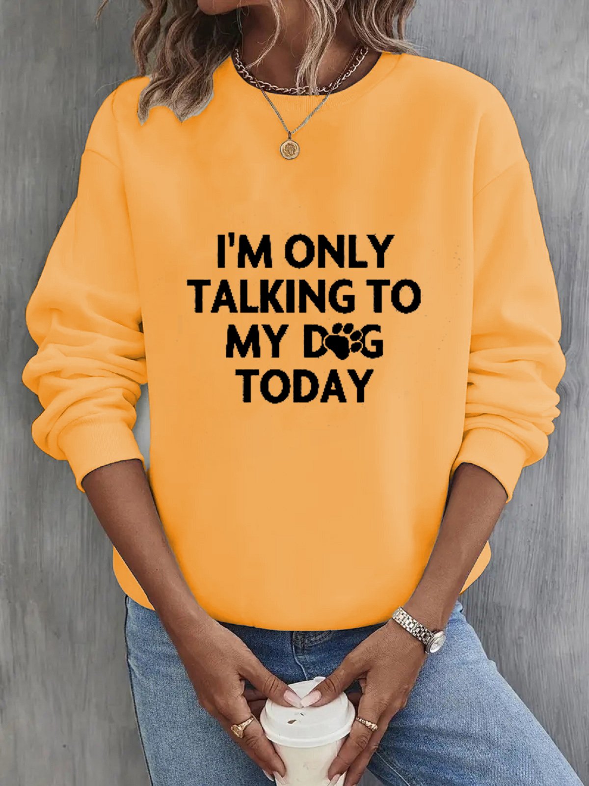 Lässig Rundhals Textbriefe Sweatshirt
