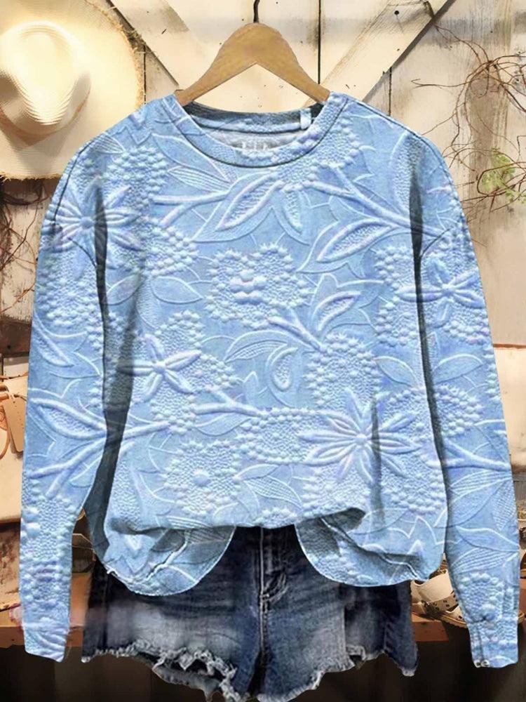 Retro Rundhals 3d Drucken Sweatshirt