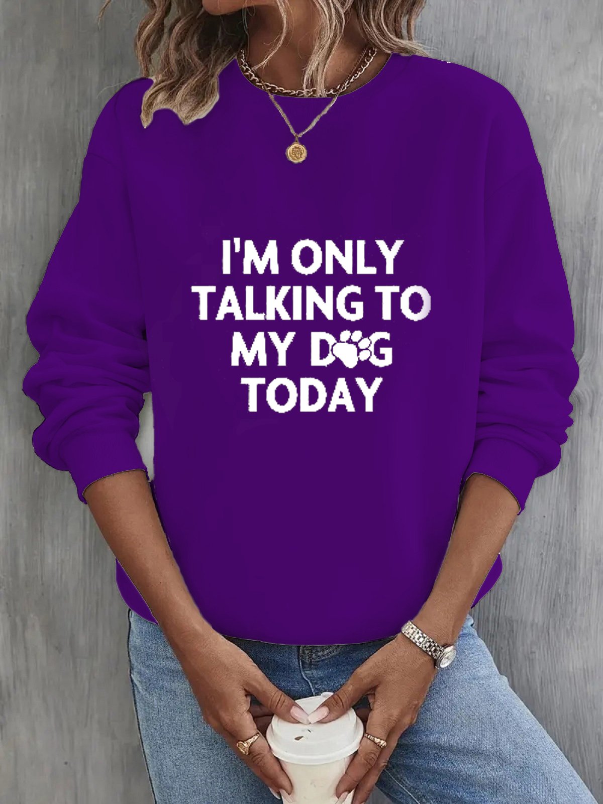 Lässig Rundhals Textbriefe Sweatshirt