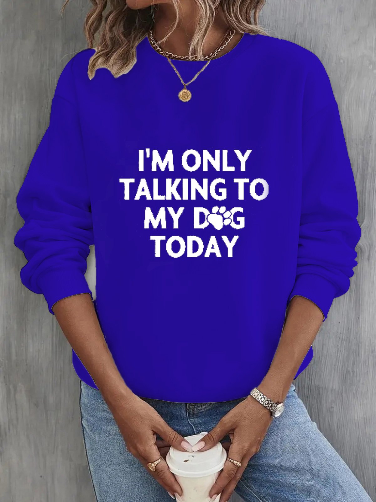 Lässig Rundhals Textbriefe Sweatshirt