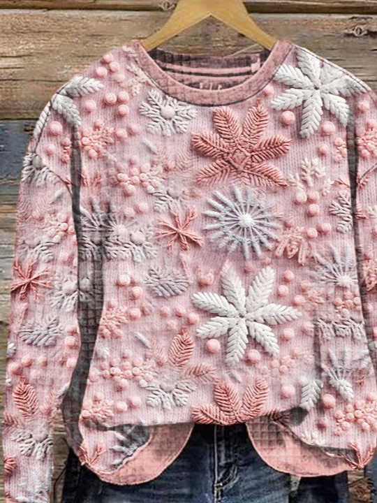 Lässig Rundhals Geblümt Sweatshirt