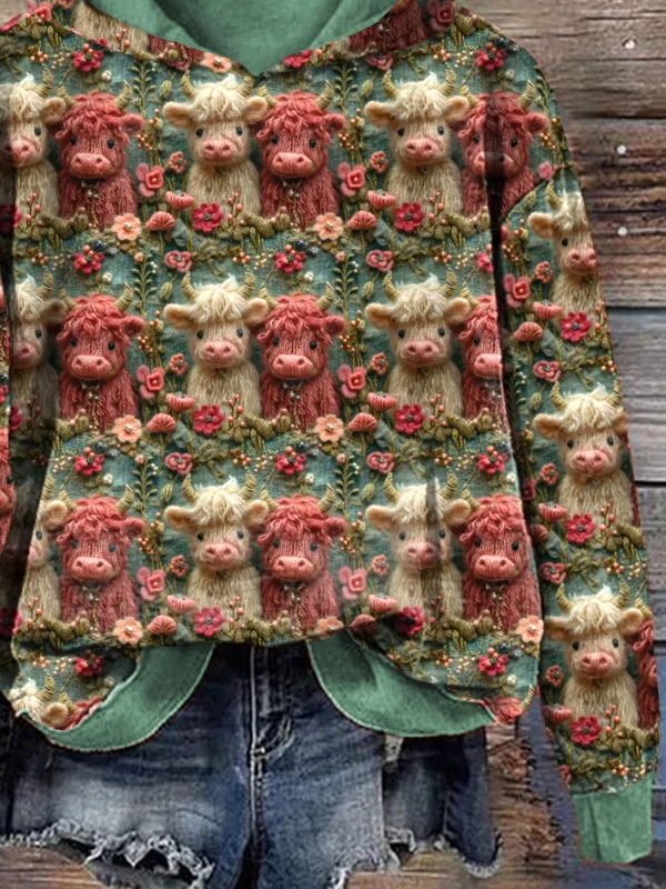 Lässig Kapuze Tier Sweatshirt