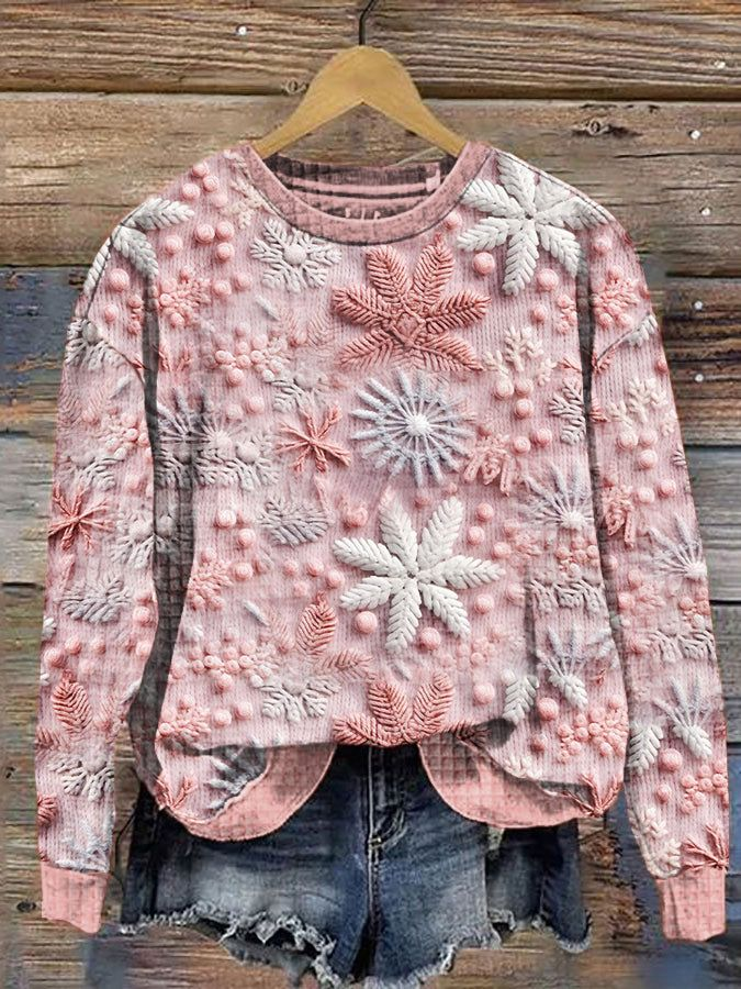 Lässig Rundhals Geblümt Sweatshirt