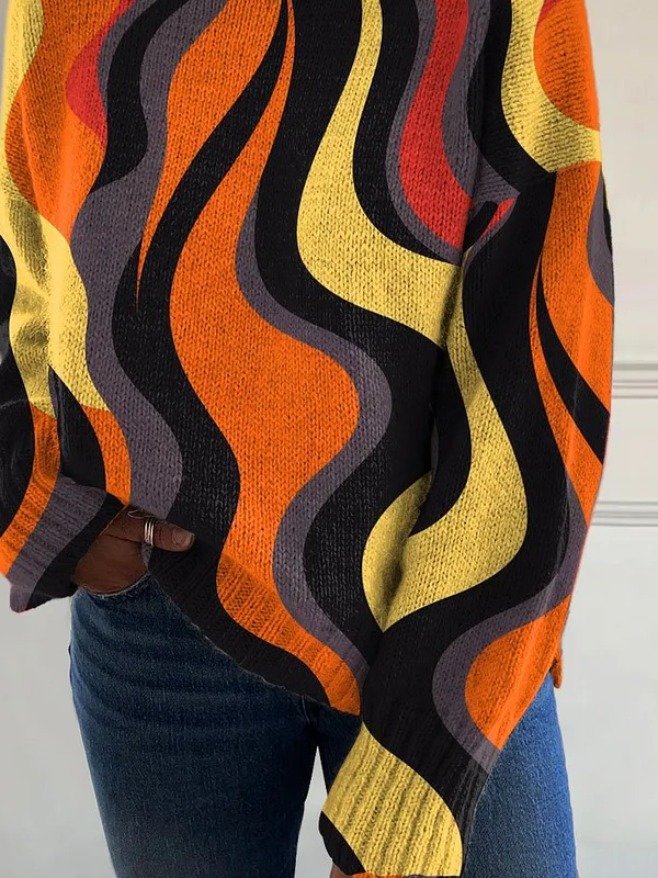 Lässig Rollkragen Geometrisch Sweatshirt