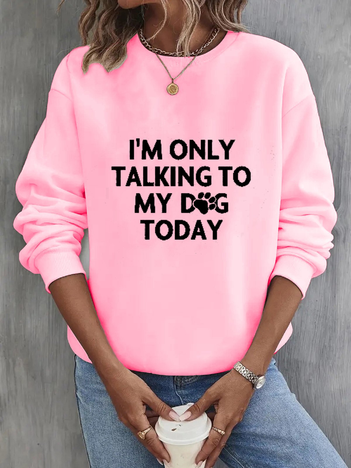 Lässig Rundhals Textbriefe Sweatshirt