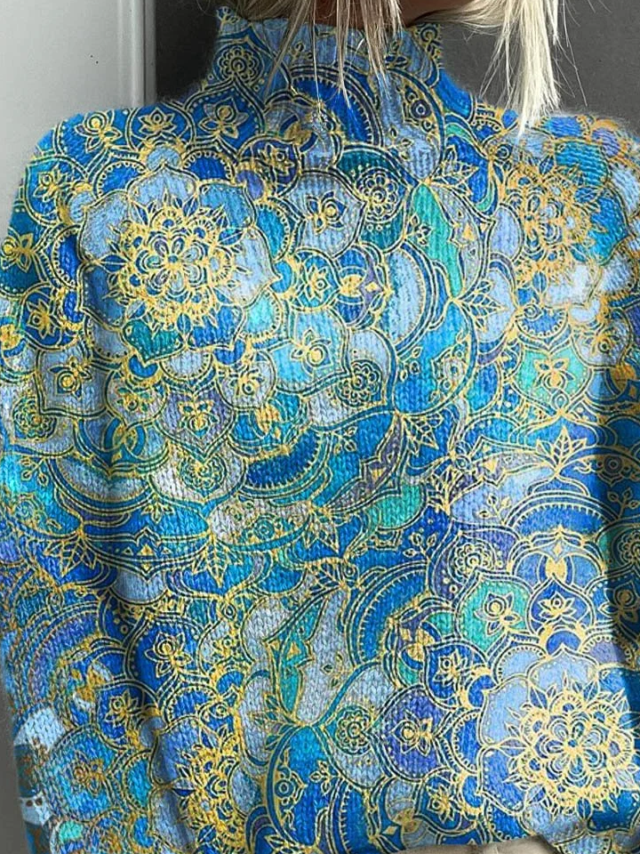 Lässig Rollkragen Ethnisch Sweatshirt