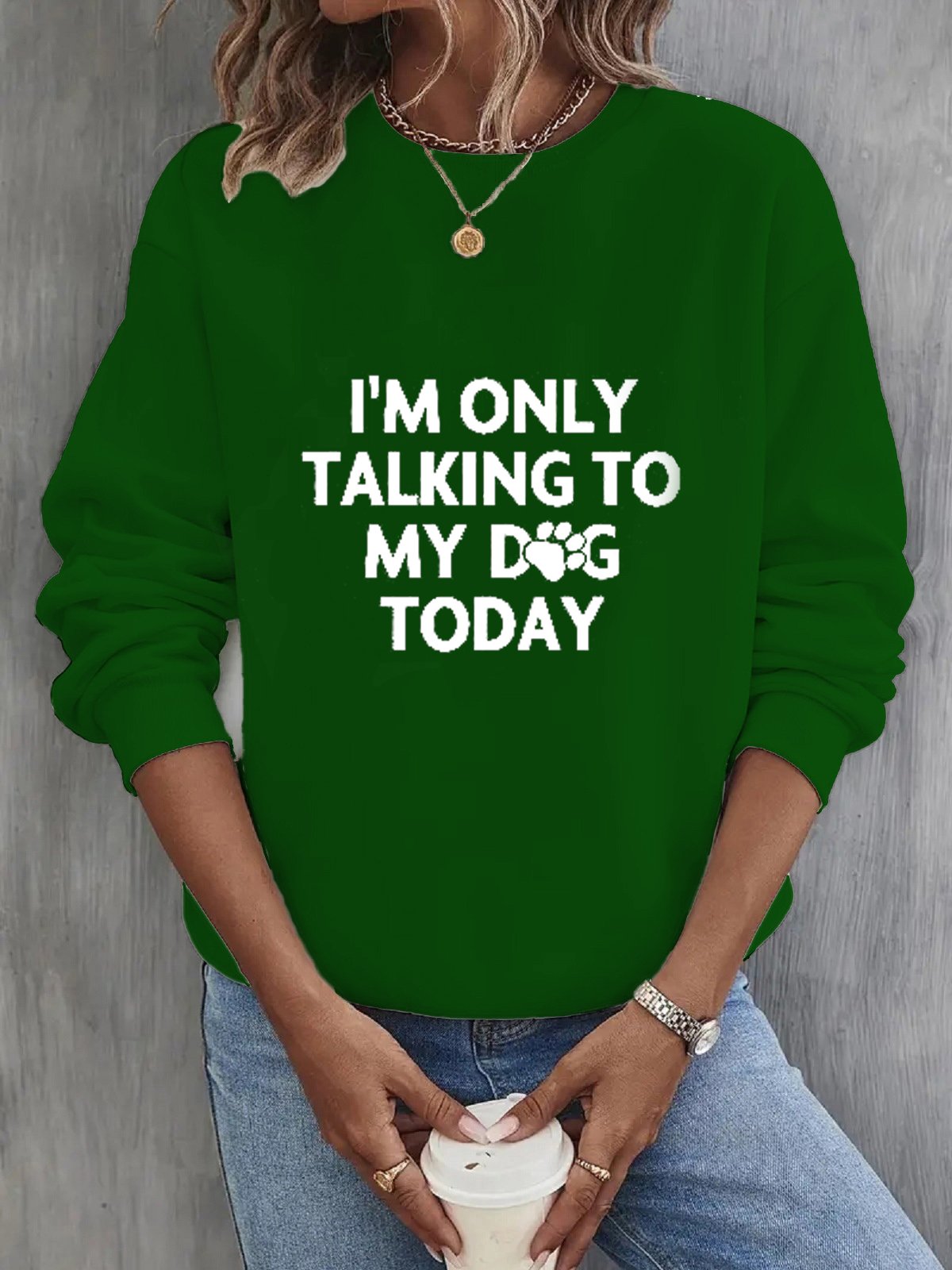Lässig Rundhals Textbriefe Sweatshirt