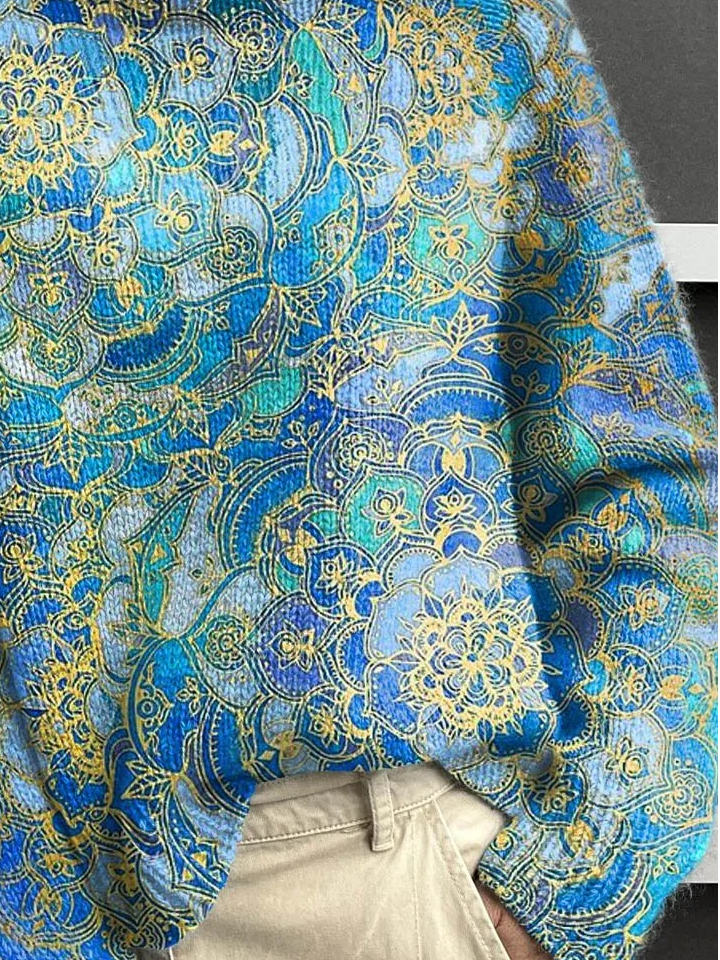 Lässig Rollkragen Ethnisch Sweatshirt