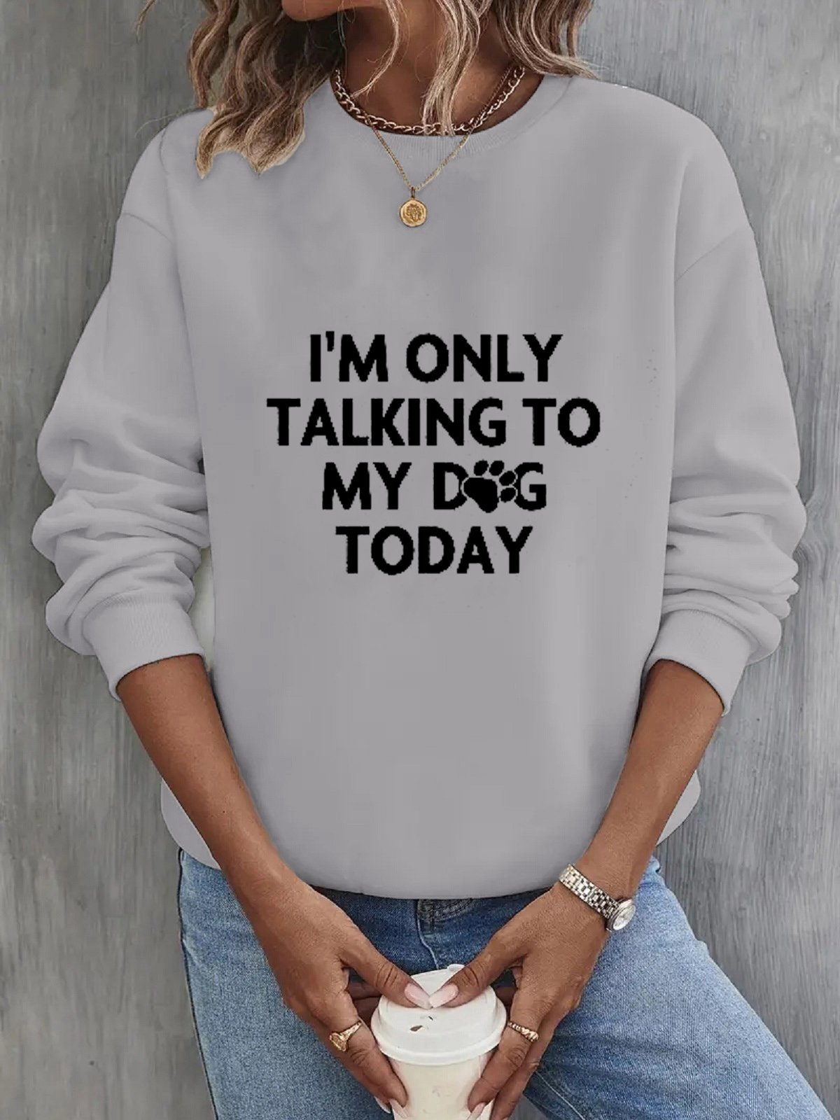 Lässig Rundhals Textbriefe Sweatshirt