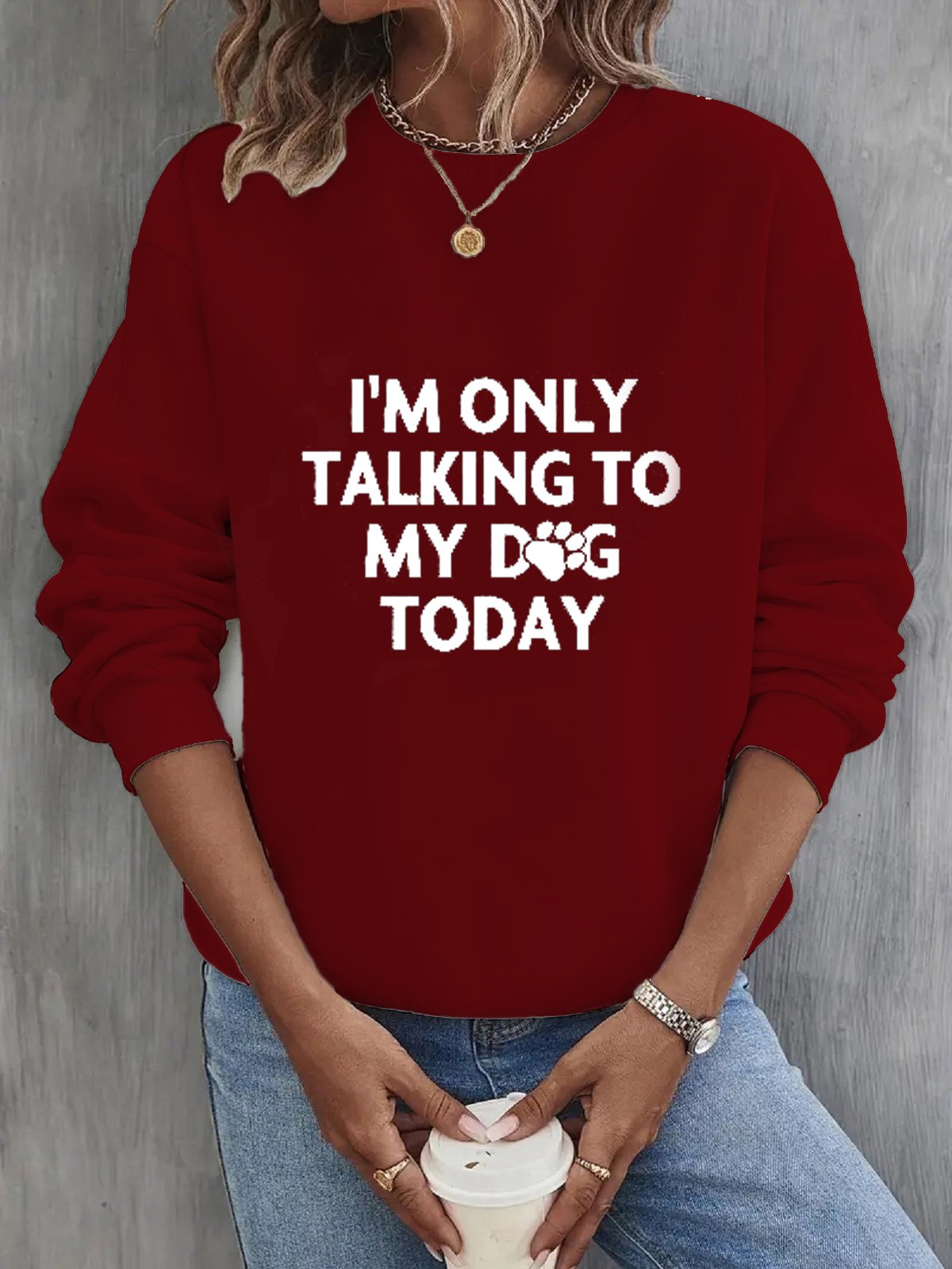Lässig Rundhals Textbriefe Sweatshirt
