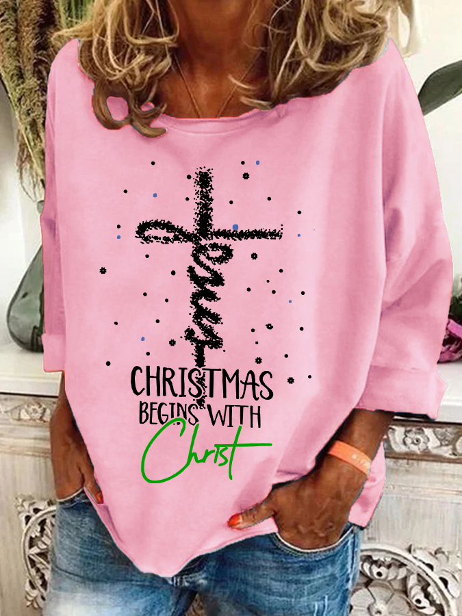 Lässig Rundhals Weihnachten Sweatshirt