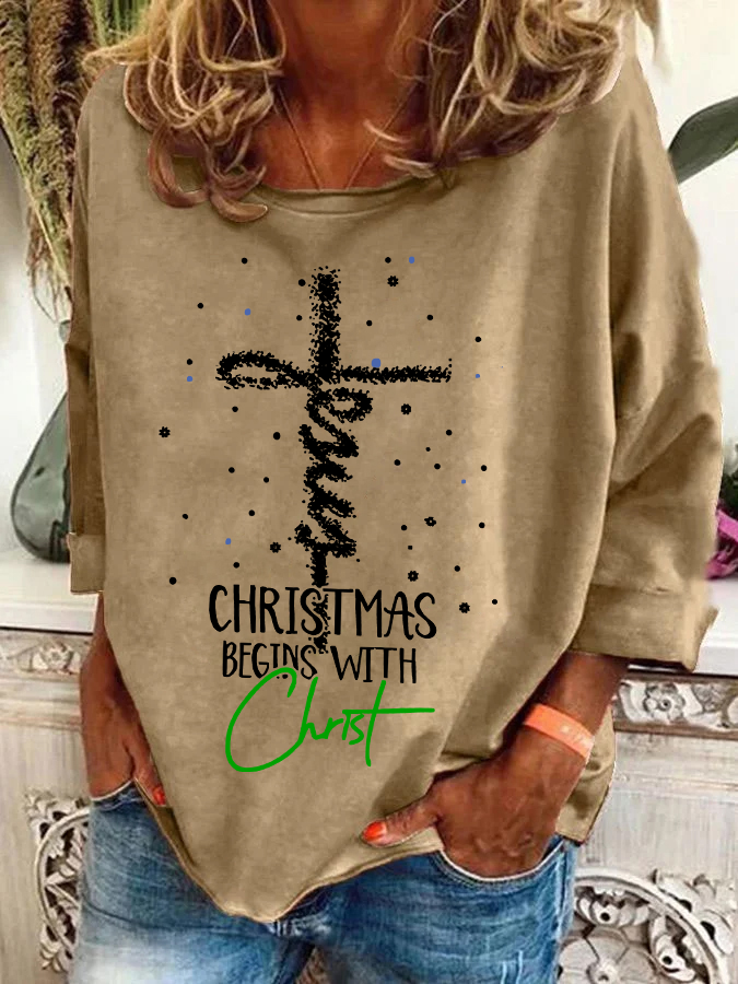 Lässig Rundhals Weihnachten Sweatshirt