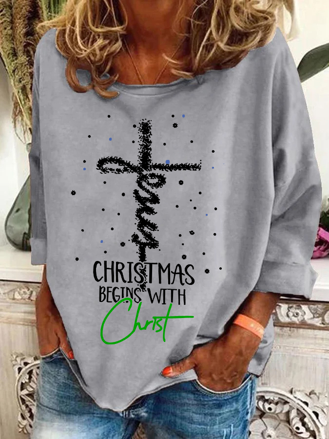 Lässig Rundhals Weihnachten Sweatshirt