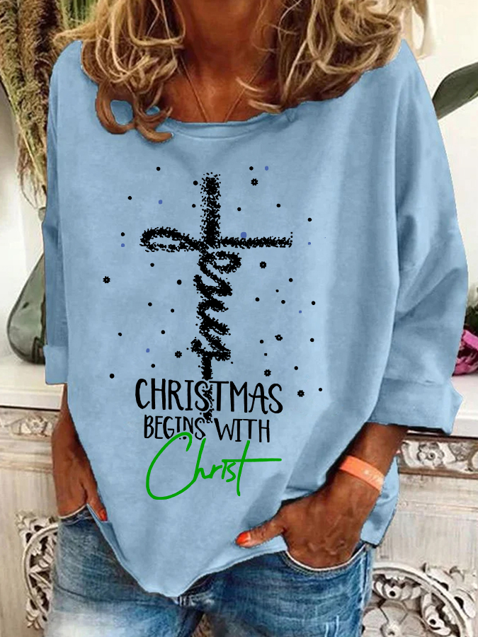 Lässig Rundhals Weihnachten Sweatshirt