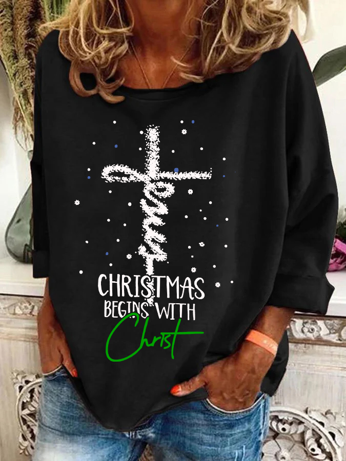 Lässig Rundhals Weihnachten Sweatshirt